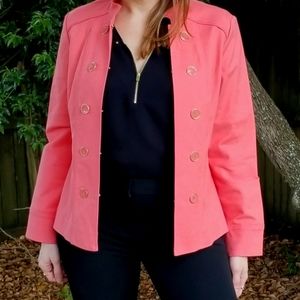 💙 3/$10 Chico's Coral Jacket Peacoat NWOT